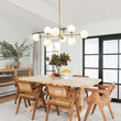 Load image into Gallery viewer, Farmhouze Light-Sputnik Opal Glass Globe Kitchen Island Pendant-Chandelier-8-Light-Brass