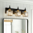 Load image into Gallery viewer, Farmhouze Light-Square Crystal Shade Vanity Light-Wall Sconce-3-Light-Black + Gold