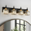Load image into Gallery viewer, Farmhouze Light-Square Crystal Shade Vanity Light-Wall Sconce-4-Light-Black + Gold