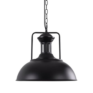 Farmhouze Lighting-Industrial Single Dome Pendant Light-Pendant-Black-