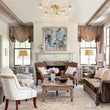 Load image into Gallery viewer, 8-Light Sputnik Artisan Water Glass Oval Globe Brass Semi Flush
