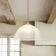 Load image into Gallery viewer, Scandinavian 1-Light Striped Glass Dome Kitchen Pendant
