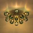 Load image into Gallery viewer, 15-Light Ombre Blue Glass Bubble Brass Sputnik Semi Flush Mount
