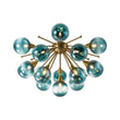 Load image into Gallery viewer, 15-Light Ombre Blue Glass Bubble Brass Sputnik Semi Flush Mount
