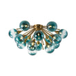 Load image into Gallery viewer, 15-Light Ombre Blue Glass Bubble Brass Sputnik Semi Flush Mount
