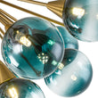 Load image into Gallery viewer, 15-Light Ombre Blue Glass Bubble Brass Sputnik Semi Flush Mount
