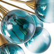 Load image into Gallery viewer, 15-Light Ombre Blue Glass Bubble Brass Sputnik Semi Flush Mount
