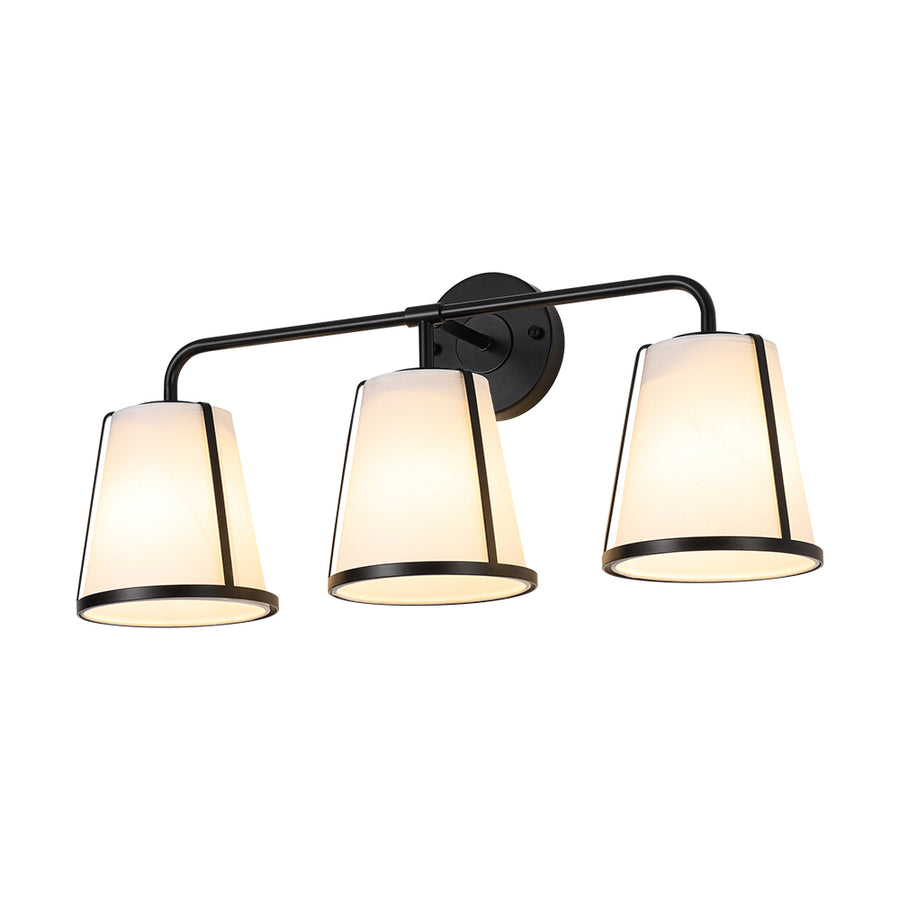 Modern Gold Opal Glass Shade 3-Light Vanity Lamp