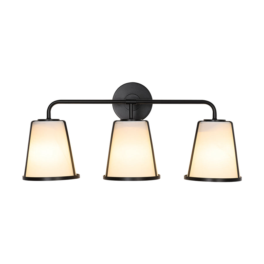 Modern Gold Opal Glass Shade 3-Light Vanity Lamp