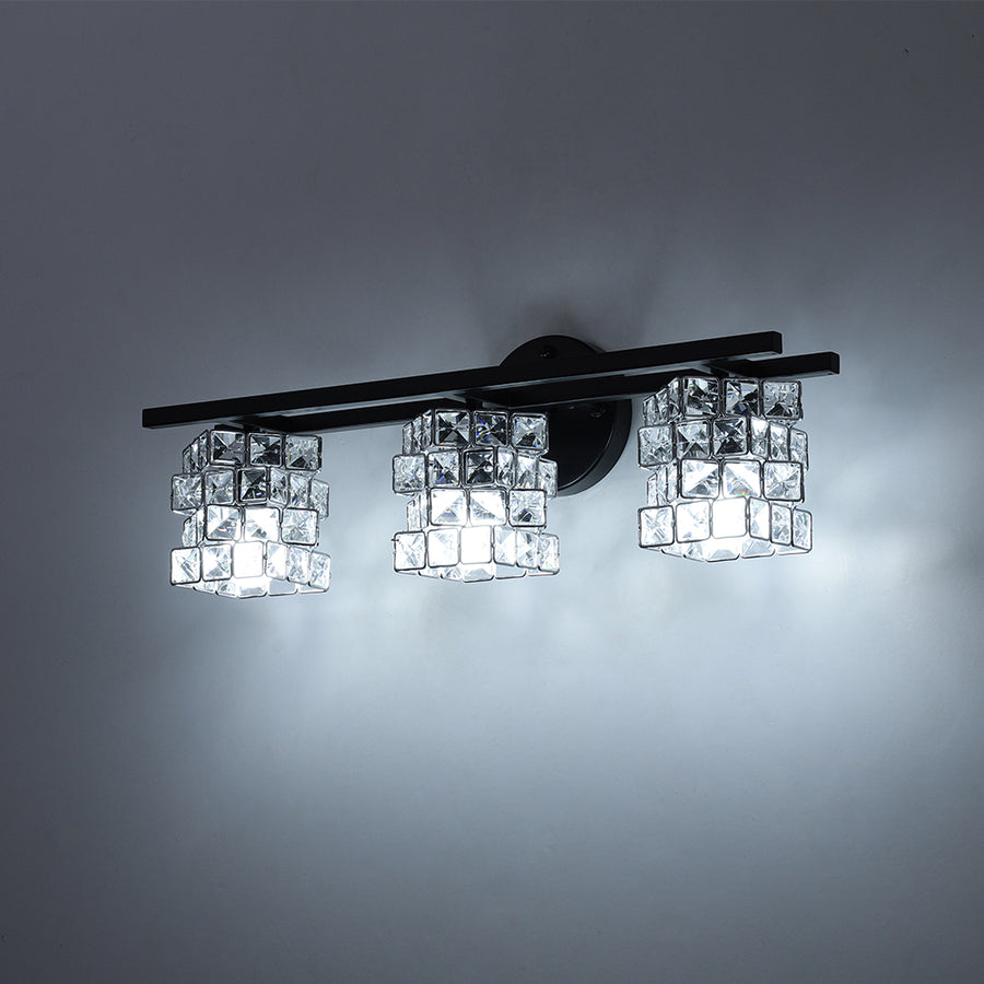 Black Chrome Crystal Accented Bathroom Vanity Wall Light
