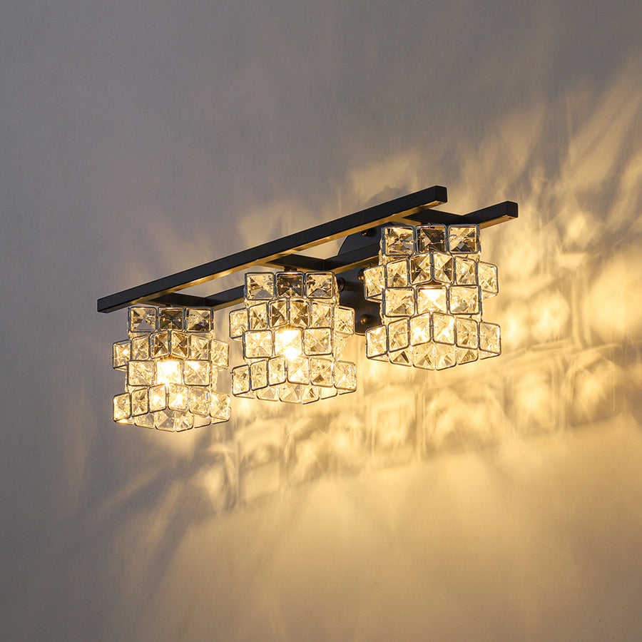 Black Chrome Crystal Accented Bathroom Vanity Wall Light