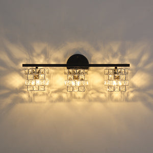 Black Chrome Crystal Accented Bathroom Vanity Wall Light