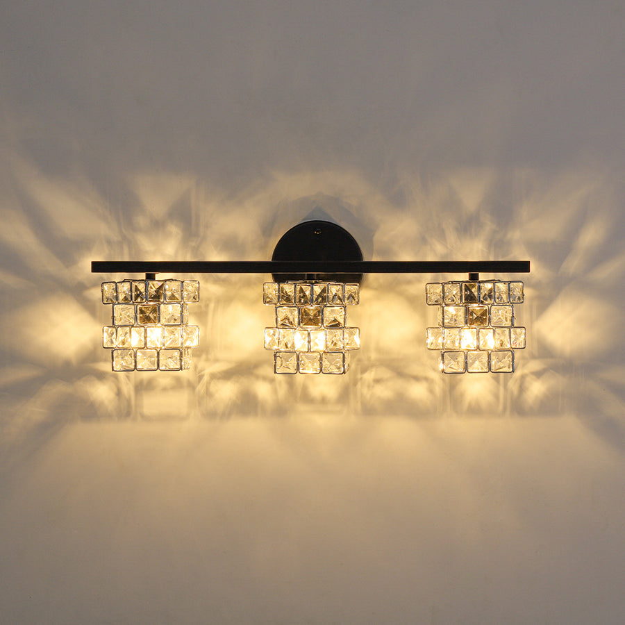 Black Chrome Crystal Accented Bathroom Vanity Wall Light