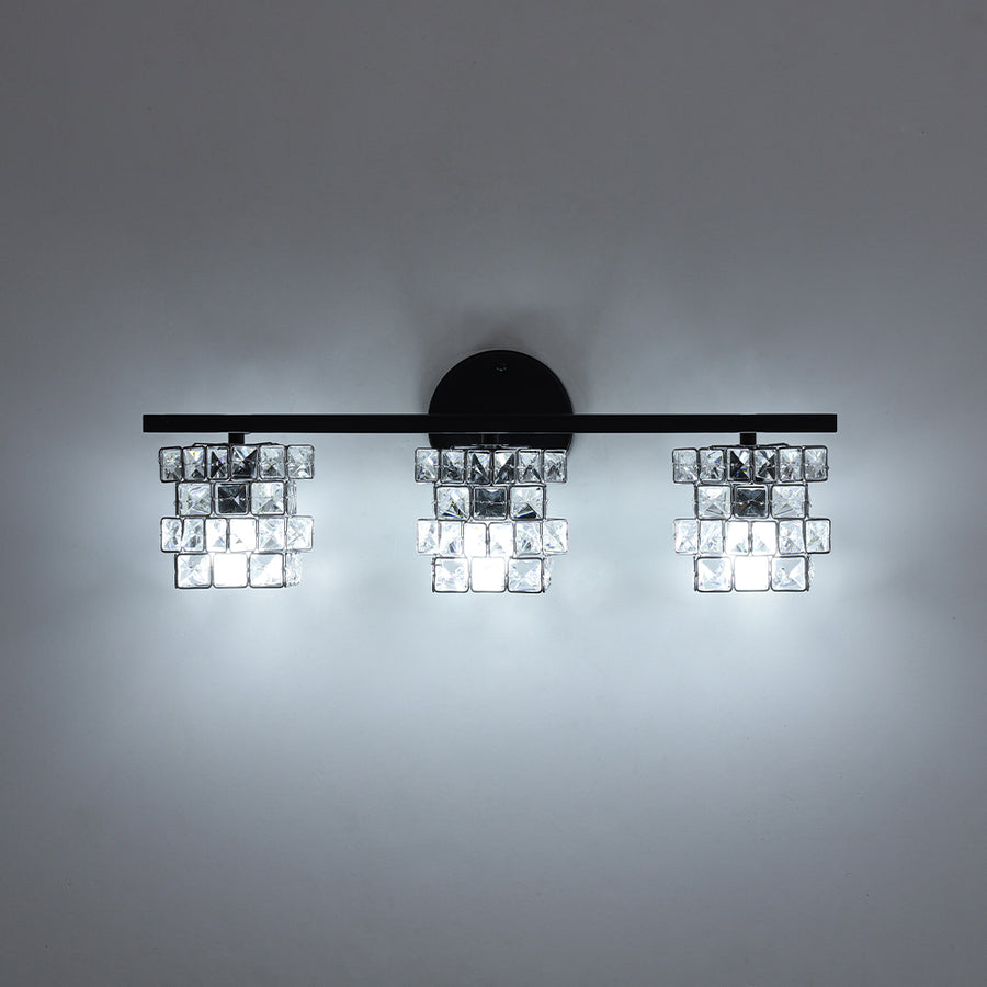 Black Chrome Crystal Accented Bathroom Vanity Wall Light