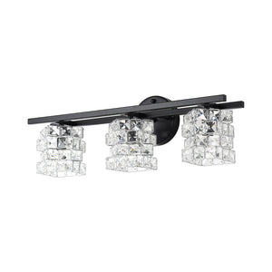 Black Chrome Crystal Accented Bathroom Vanity Wall Light