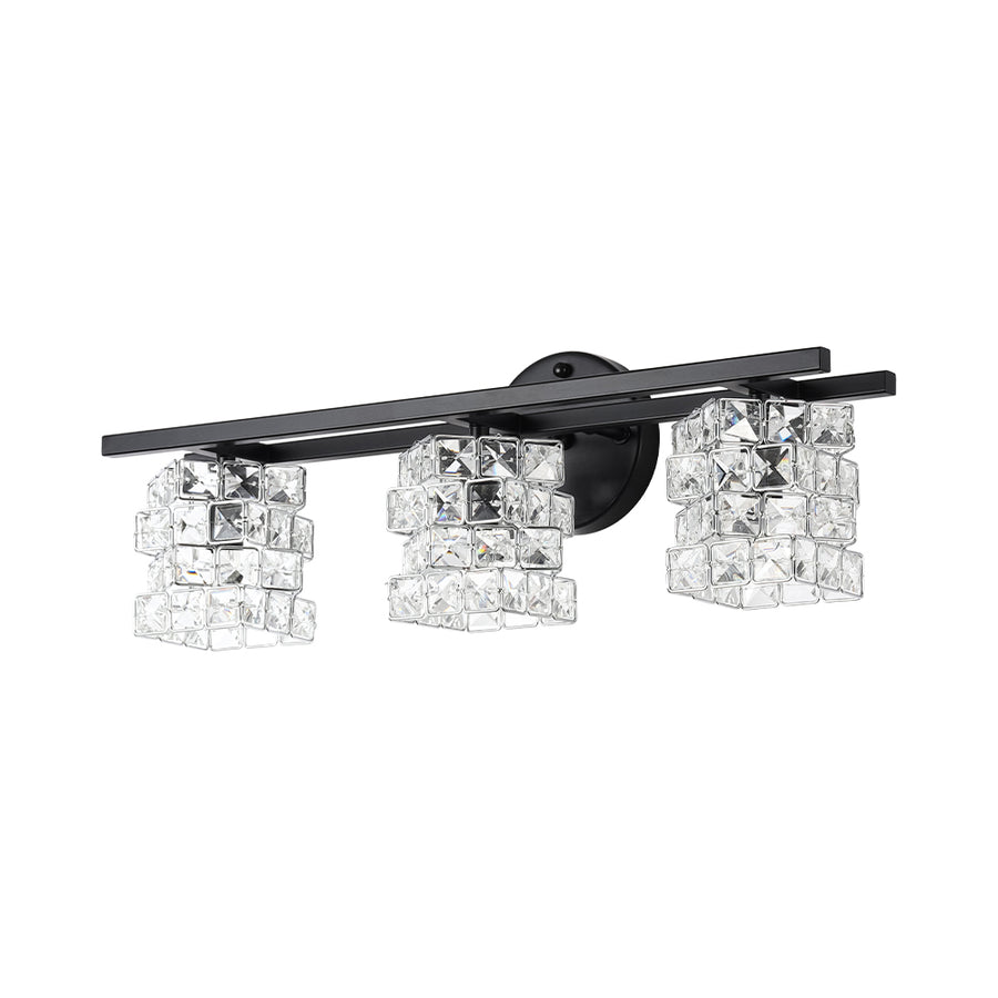 Black Chrome Crystal Accented Bathroom Vanity Wall Light