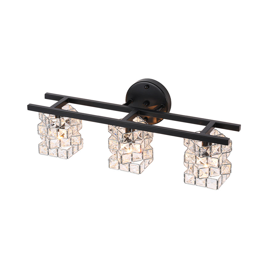 Black Chrome Crystal Accented Bathroom Vanity Wall Light