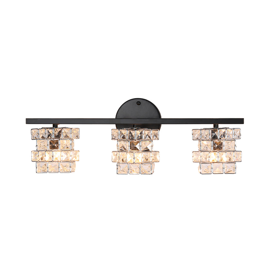Black Chrome Crystal Accented Bathroom Vanity Wall Light