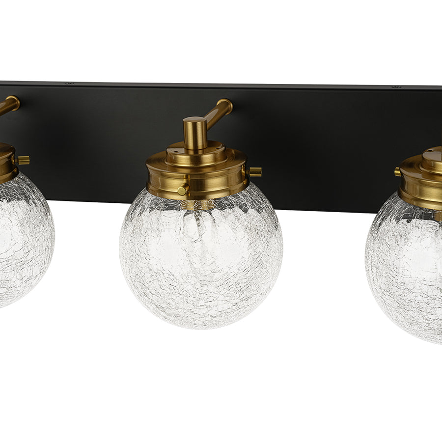 3-light Modern Clear Crackled Glass Globe Vanity Sconce