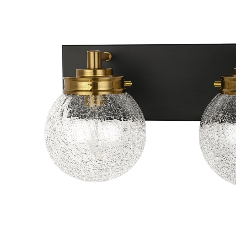 3-light Modern Clear Crackled Glass Globe Vanity Sconce