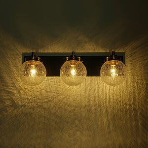 3-light Modern Clear Crackled Glass Globe Vanity Sconce