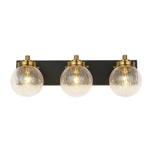 3-light Modern Clear Crackled Glass Globe Vanity Sconce