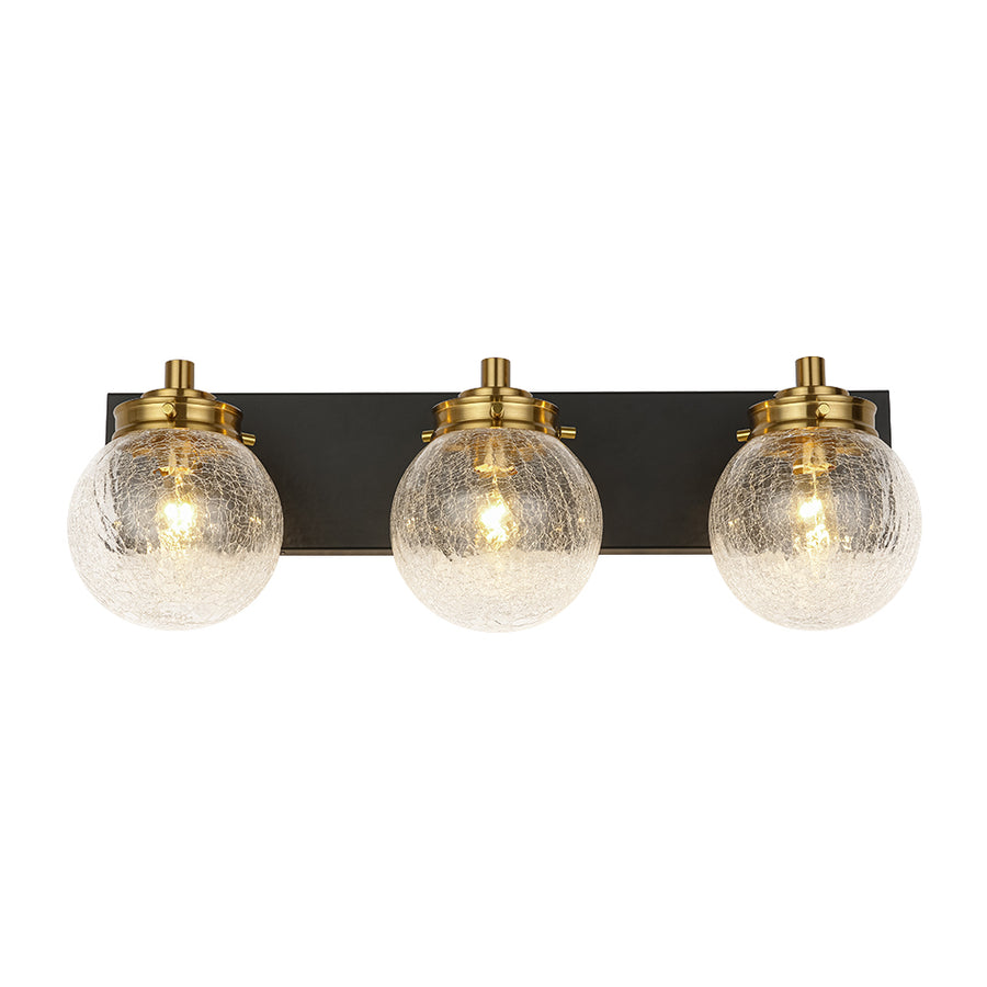 3-light Modern Clear Crackled Glass Globe Vanity Sconce