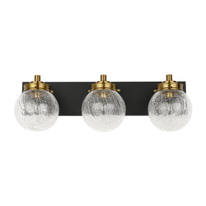 3-light Modern Clear Crackled Glass Globe Vanity Sconce