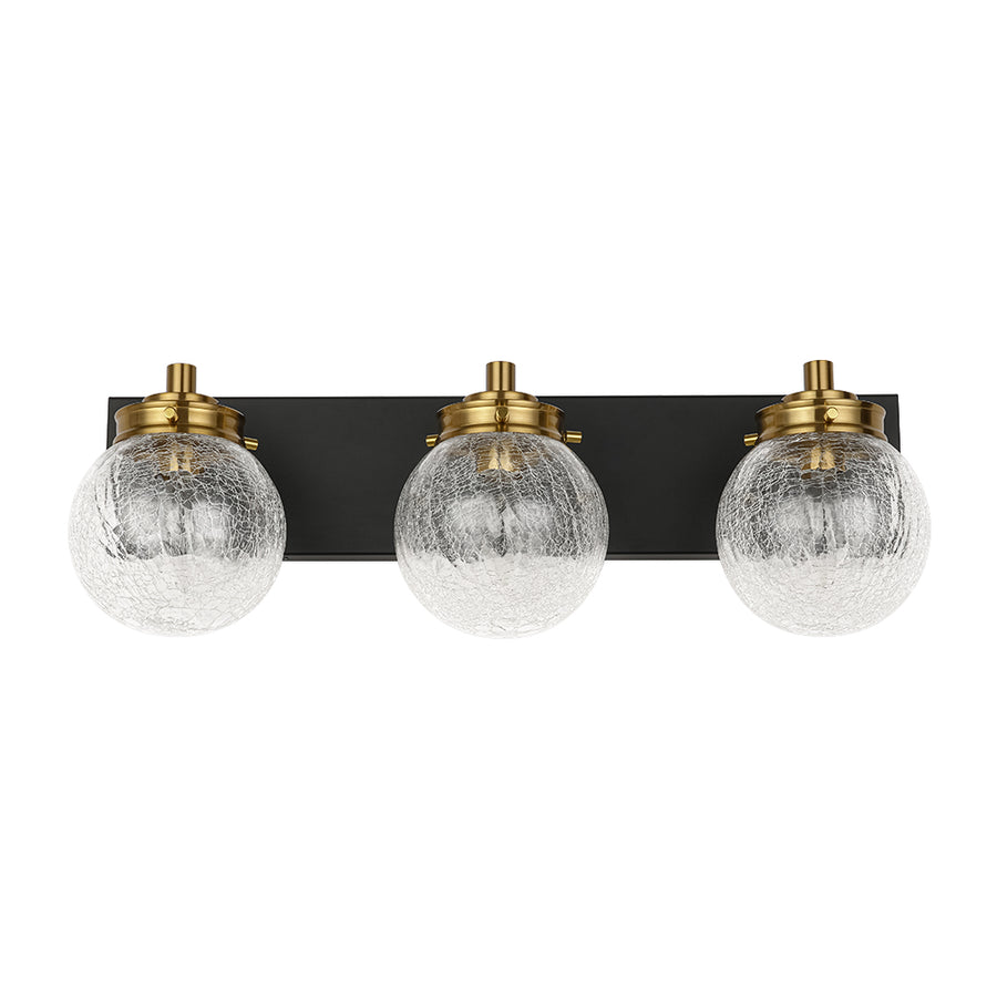 3-light Modern Clear Crackled Glass Globe Vanity Sconce