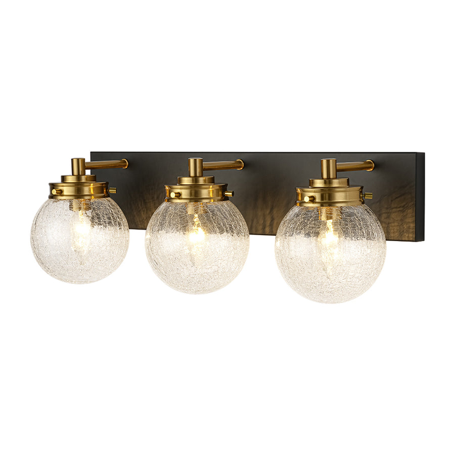 3-light Modern Clear Crackled Glass Globe Vanity Sconce