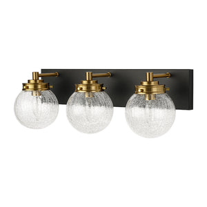 3-light Modern Clear Crackled Glass Globe Vanity Sconce