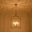 Load image into Gallery viewer, 4-Light Antique Brass Candle Style Metal Lantern Pendant
