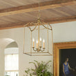 Load image into Gallery viewer, 4-Light Antique Brass Candle Style Metal Lantern Pendant
