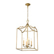 Load image into Gallery viewer, 4-Light Antique Brass Candle Style Metal Lantern Pendant
