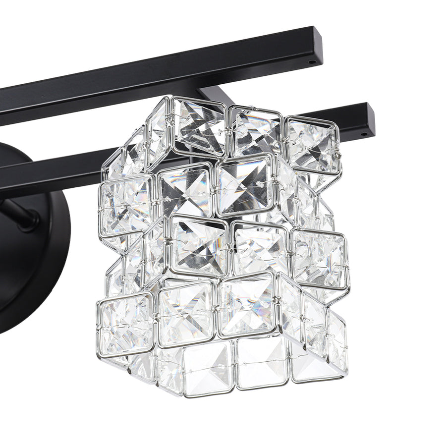 Black Chrome Crystal Accented Bathroom Vanity Wall Light