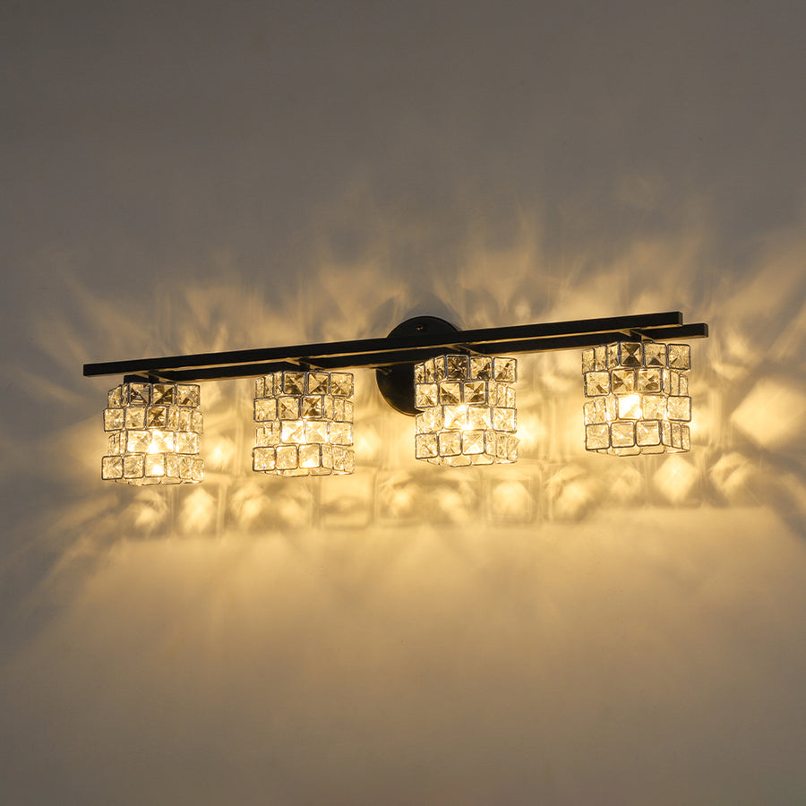 Black Chrome Crystal Accented Bathroom Vanity Wall Light