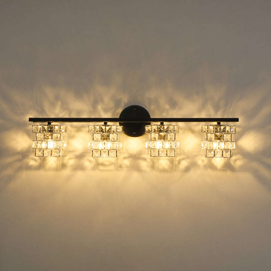 Black Chrome Crystal Accented Bathroom Vanity Wall Light