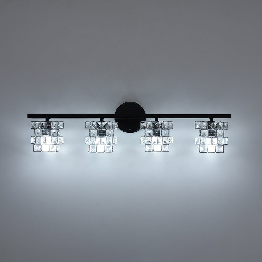 Black Chrome Crystal Accented Bathroom Vanity Wall Light