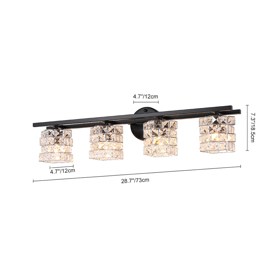 Black Chrome Crystal Accented Bathroom Vanity Wall Light