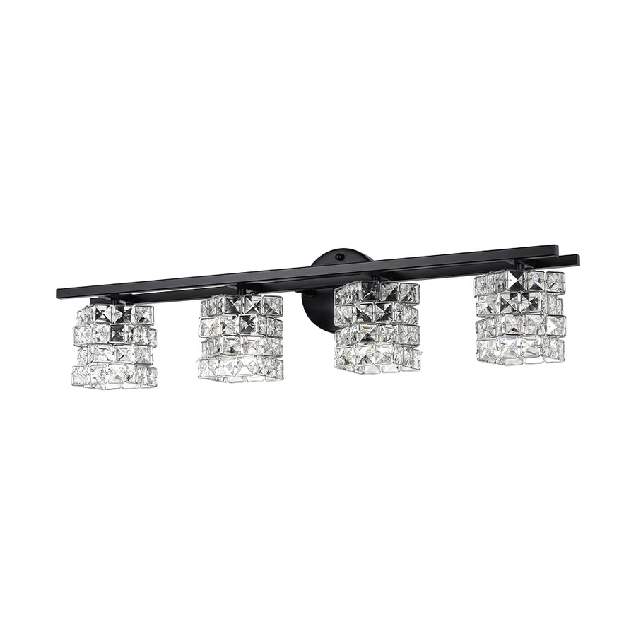 Black Chrome Crystal Accented Bathroom Vanity Wall Light