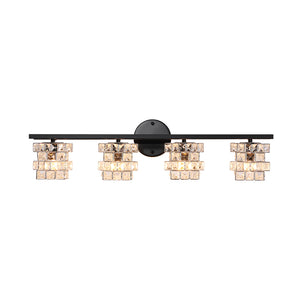 Black Chrome Crystal Accented Bathroom Vanity Wall Light