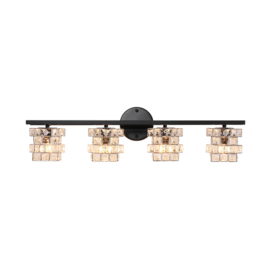 Black Chrome Crystal Accented Bathroom Vanity Wall Light