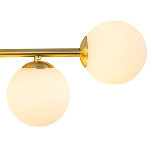 5-Light Brass Linear Opal Glass Globe Vanity Wall Light