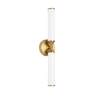 2-Light White Reeded Glass Up Down Vanity Wall Lamp