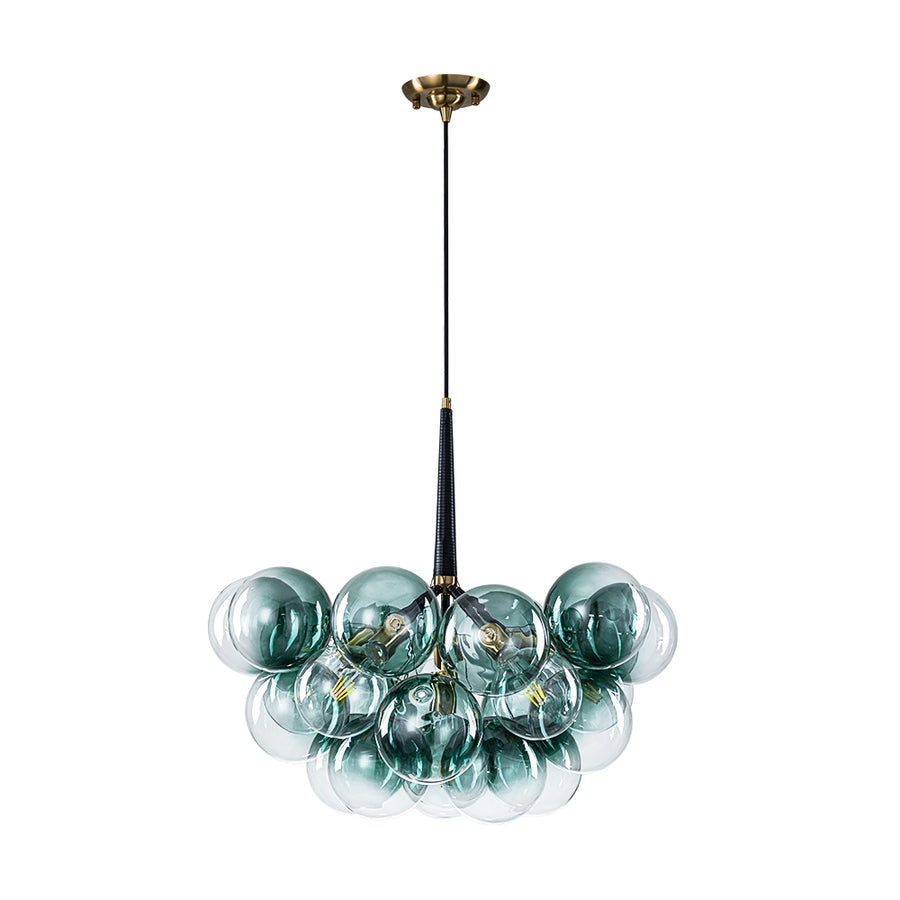 6-Light Dimmable Cluster Glass Globe Green Bubble Chandelier