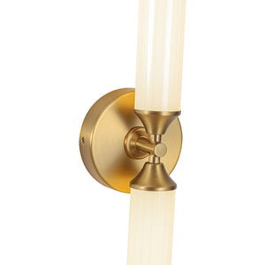 2-Light White Reeded Glass Up Down Vanity Wall Lamp