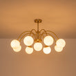 Load image into Gallery viewer, 9-Light Frosted Glass Glass Brass Round Sputnik Semi Flush Mount
