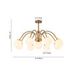 Load image into Gallery viewer, 9-Light Frosted Glass Glass Brass Round Sputnik Semi Flush Mount
