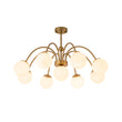 Load image into Gallery viewer, 9-Light Frosted Glass Glass Brass Round Sputnik Semi Flush Mount
