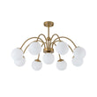 Load image into Gallery viewer, 9-Light Frosted Glass Glass Brass Round Sputnik Semi Flush Mount
